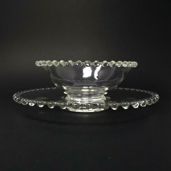Candlewick Clear Mayonnaise Bowl & Underplate Imperial Glass Beaded Edge - Picture 3 of 10